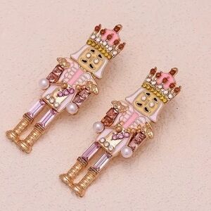 Pink Nutcracker Rhinestone Statement Earrings